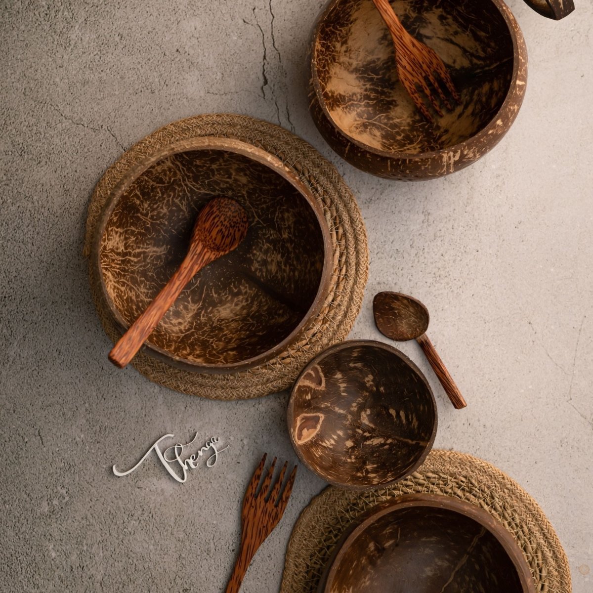 Coconut Bowl Set | Jumbo, Medium & Mini Bowl + Coconut Cup | Verified Sustainable by Brown Living™