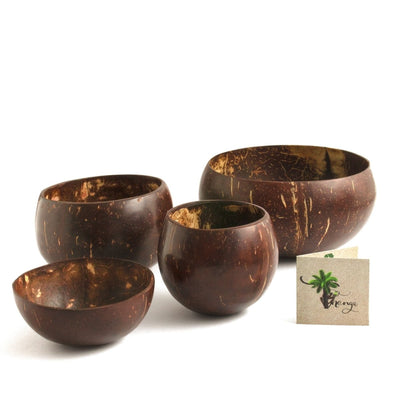 Coconut Bowl Set | Jumbo, Medium & Mini Bowl + Coconut Cup – Plates & Bowls on Brown Living™. SKU: 173 - 09012 - F4 - IBVQ - 4TU9. Img 1.
