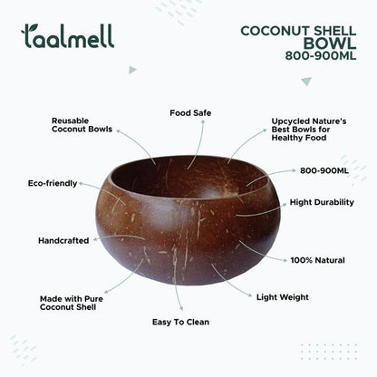 Coconut Bowl Super Jumbo 900ml - Set of 1, Handcrafted & Reusable | Verified Sustainable by Brown Living™