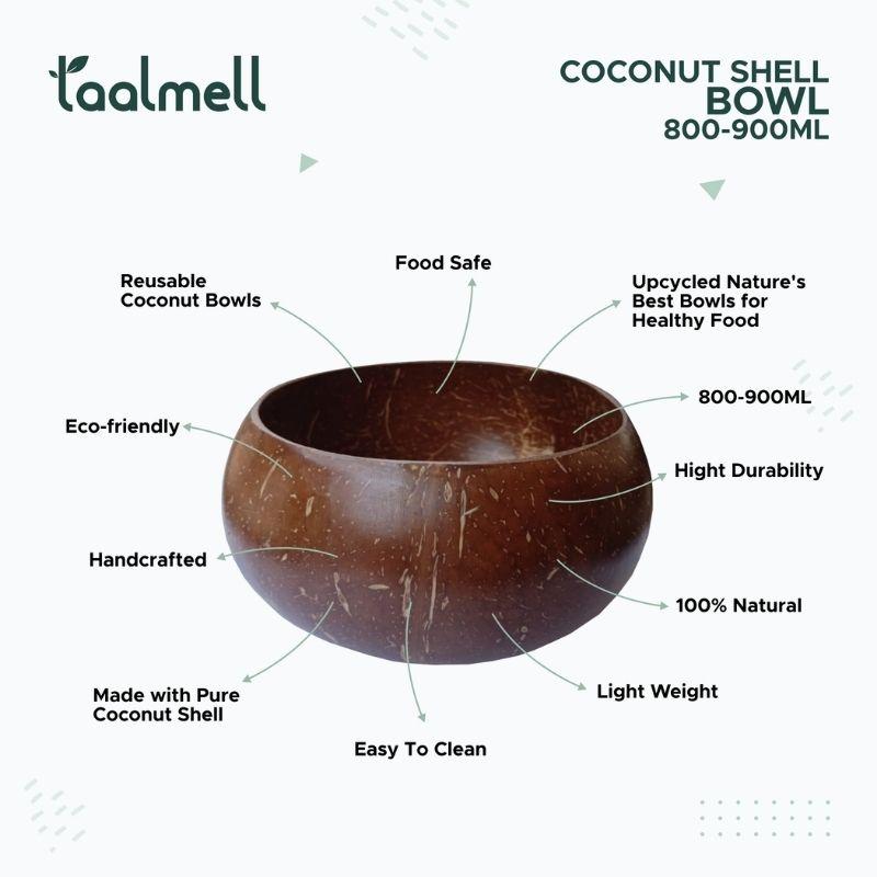 Coconut Bowl Super Jumbo 900ml - Set of 1, Handcrafted & Reusable | Verified Sustainable by Brown Living™