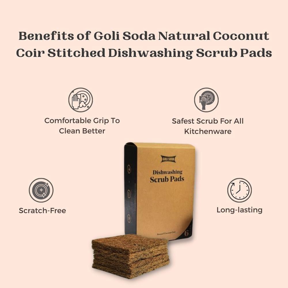 Coconut Coir Scrub And Probiotic Dishwash Bar - Exclusive Combo | Verified Sustainable by Brown Living™