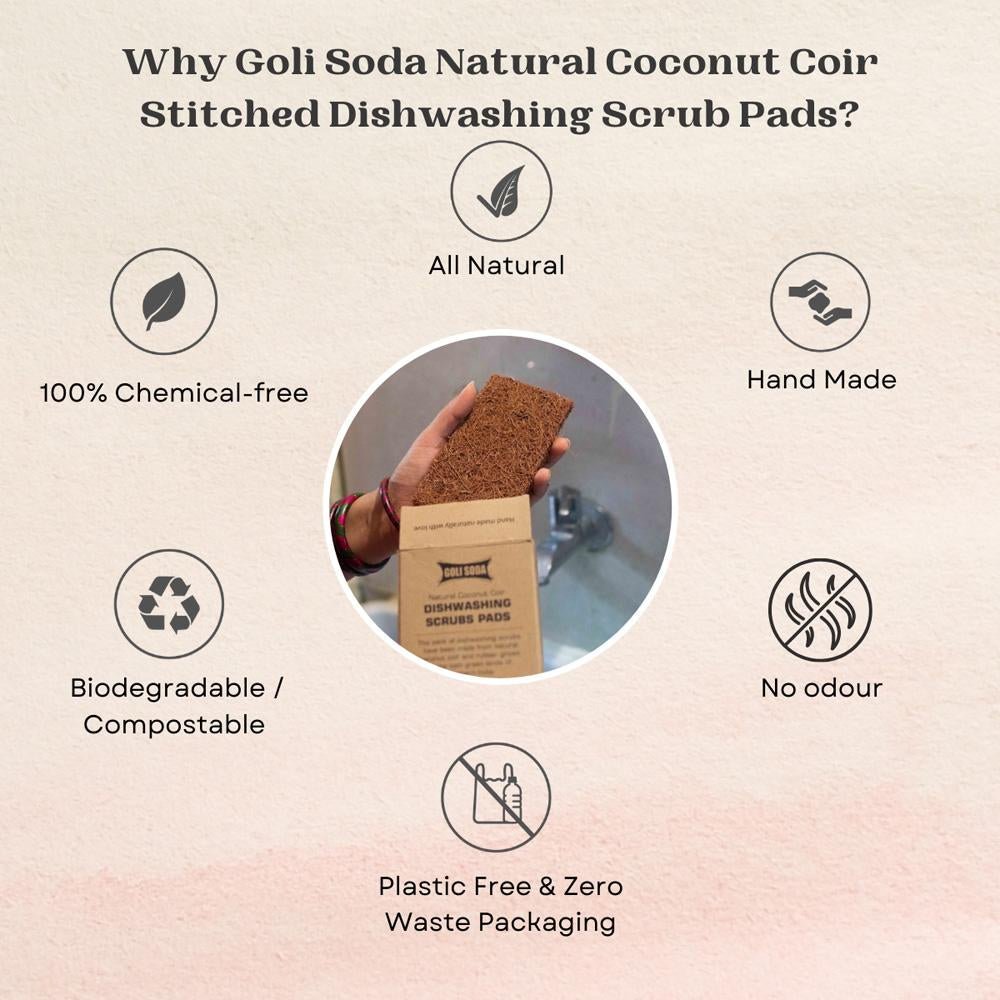 Coconut Coir Scrub And Probiotic Dishwash Bar - Exclusive Combo | Verified Sustainable by Brown Living™