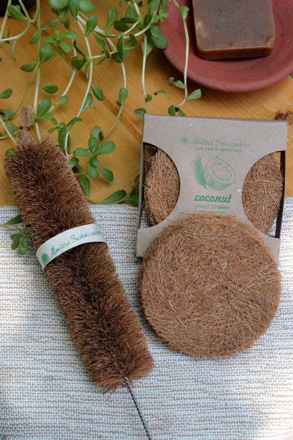 Coconut Fiber Coir Utensil Scrub & Bottle Cleaner | Verified Sustainable by Brown Living™