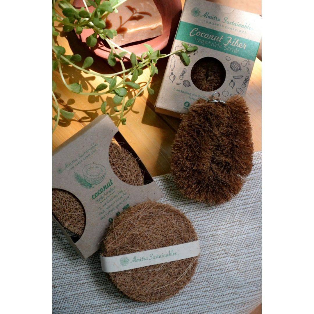 Coconut Fiber Coir Utensil Scrub & Vegetable Cleaner | Verified Sustainable by Brown Living™