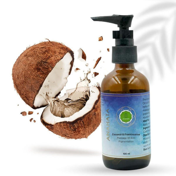 Buy Coconut & Frankincense Massage Oil Anti Pigmentation - 100ml | Shop Verified Sustainable Body Oil on Brown Living™