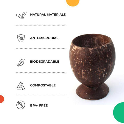 Coconut Juice Cup for Party | Set of 3 | 300 ml each | Verified Sustainable by Brown Living™