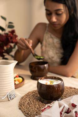 Coconut Shell Artisan Soup Bowl & Soup Spoon, 350 mL – Plates & Bowls on Brown Living™. SKU: 173 - 14973 - THENGA23. Img 2.