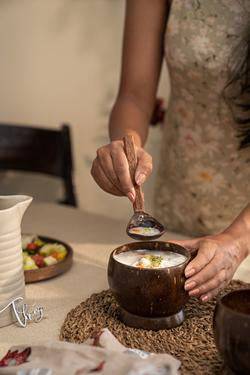 Coconut Shell Artisan Soup Bowl & Soup Spoon, 350 mL | Verified Sustainable by Brown Living™