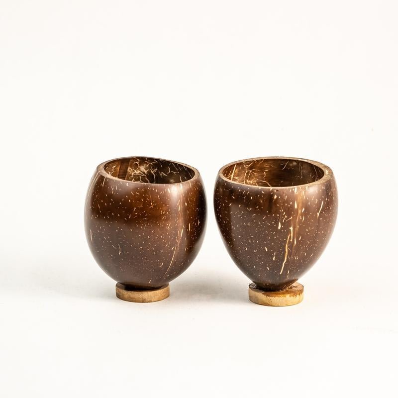 Coconut Shell Cup ( Brown, 200ml ) - Pack of 2 | Verified Sustainable by Brown Living™