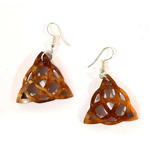 Buy Coconut Shell Earrings/ Celtic Trinity Symbol | Shop Verified Sustainable Womens Earrings on Brown Living™