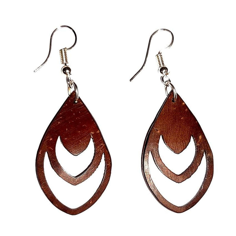 Buy Coconut Shell Earrings / Dangle Earrings/ Almond shape | Shop Verified Sustainable Products on Brown Living