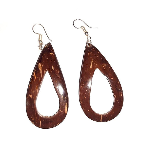 Buy Coconut Shell Earrings/ Leaf Design | Shop Verified Sustainable Womens Earrings on Brown Living™