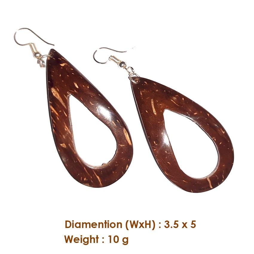 Coconut Shell Earrings/ Leaf Design | Verified Sustainable by Brown Living™