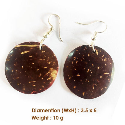 Coconut Shell Earrings Round Shape | Verified Sustainable by Brown Living™