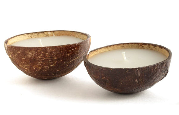Buy Coconut Shell Eco-Friendly Candle/Diya (Set of 2, Coconut Scented) - White | Shop Verified Sustainable Candles & Fragrances on Brown Living™