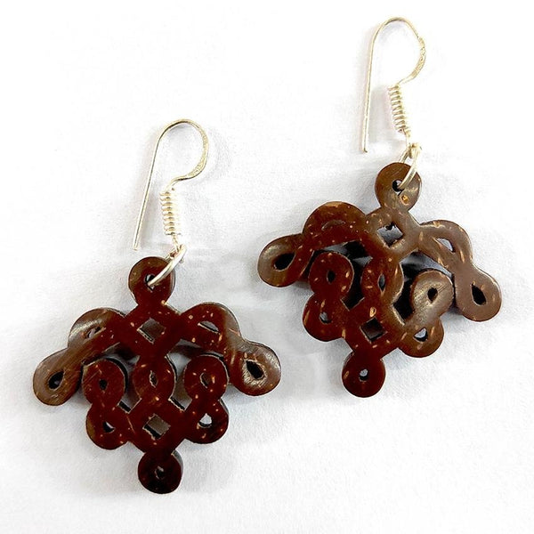 Buy Coconut shell Kolam Design Earrings | Shop Verified Sustainable Products on Brown Living