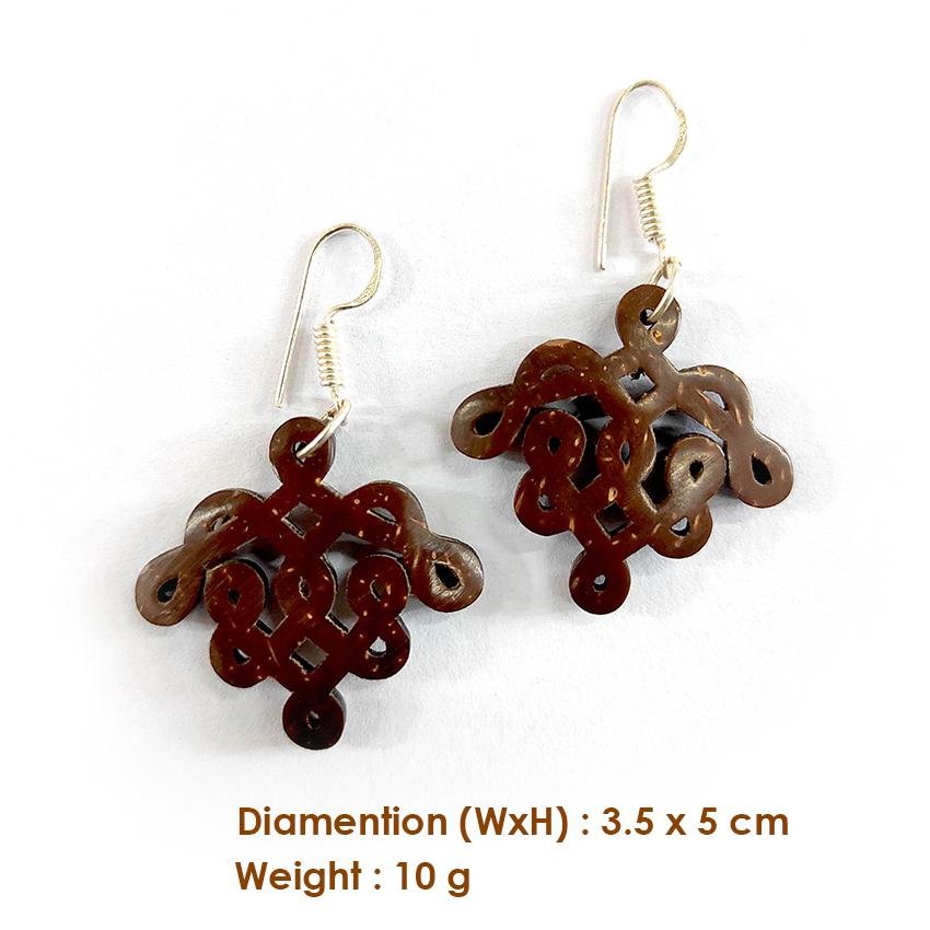 Coconut shell Kolam Design Earrings | Verified Sustainable by Brown Living™