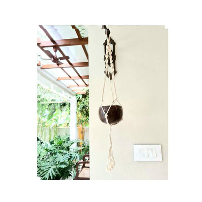 Coconut Shell Macrame Plant Hanger for Indoor & Out door | Verified Sustainable by Brown Living™