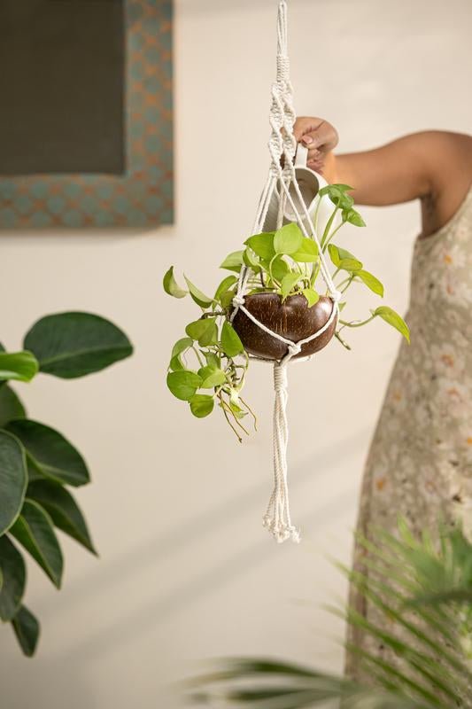 Buy Coconut Shell Macrame Plant Hanger for Indoor & Out door | Shop Verified Sustainable Pots & Planters on Brown Living™