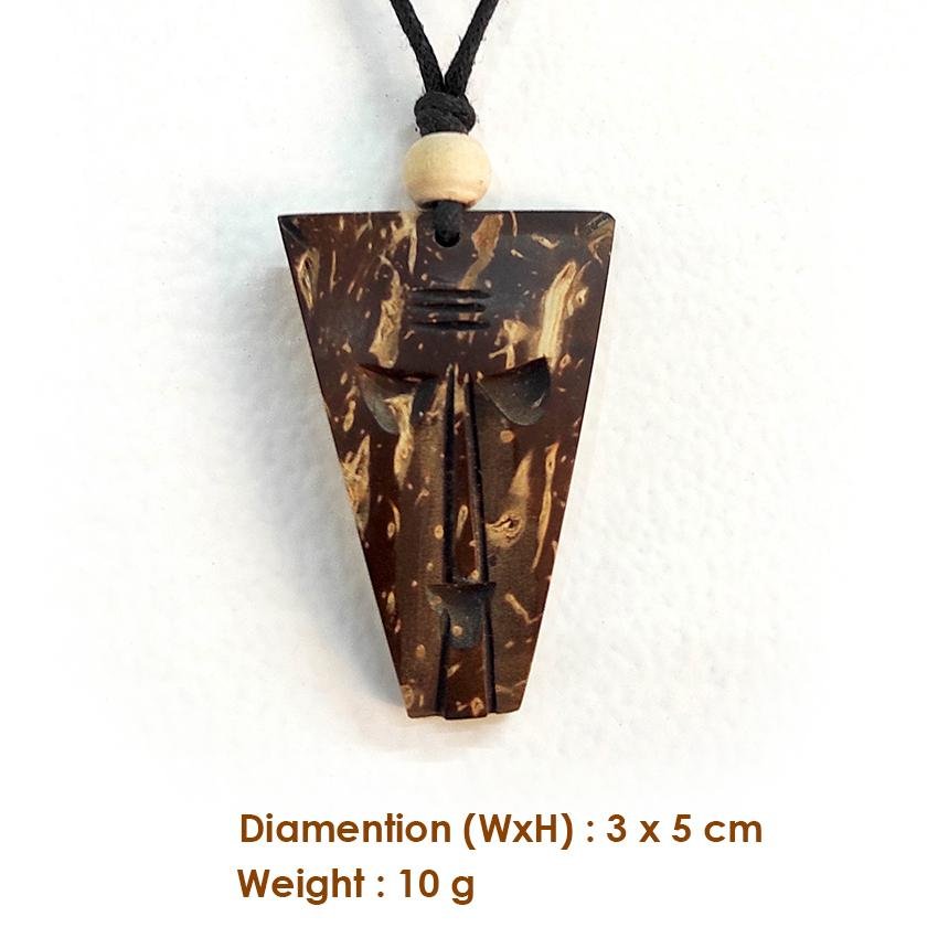 Coconut Shell Pendant - Trible Face Design | Verified Sustainable by Brown Living™