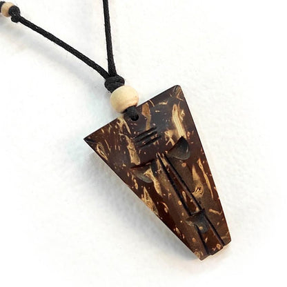 Coconut Shell Pendant - Trible Face Design | Verified Sustainable by Brown Living™