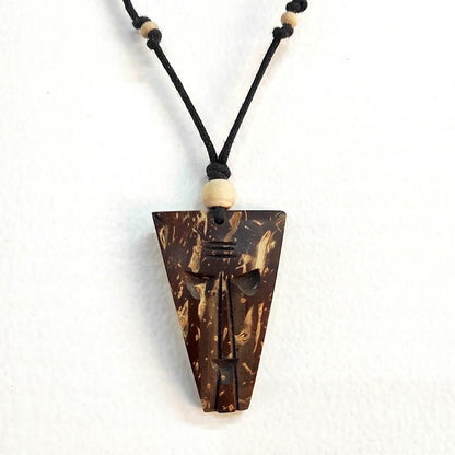 Coconut Shell Pendant - Trible Face Design | Verified Sustainable by Brown Living™