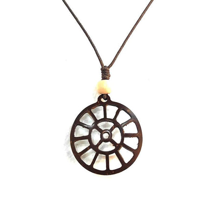 Coconut Shell Pendant - Sri Mother Symbol | Verified Sustainable by Brown Living™