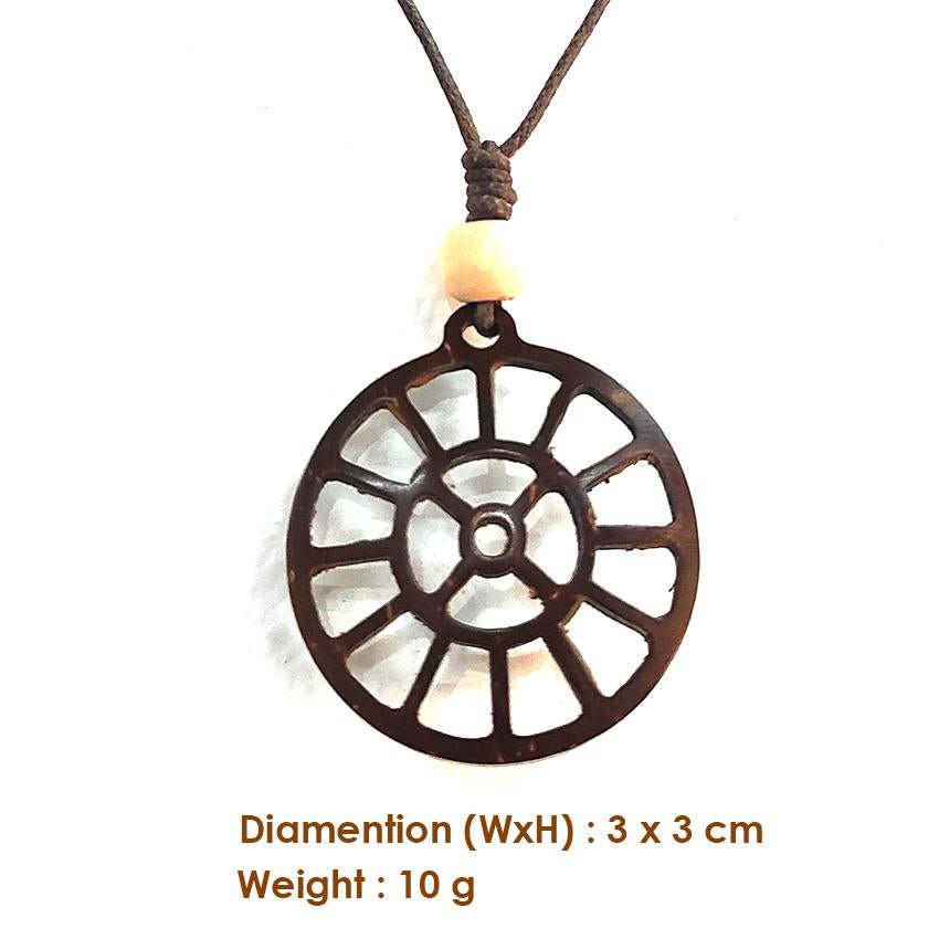 Coconut Shell Pendant - Sri Mother Symbol | Verified Sustainable by Brown Living™