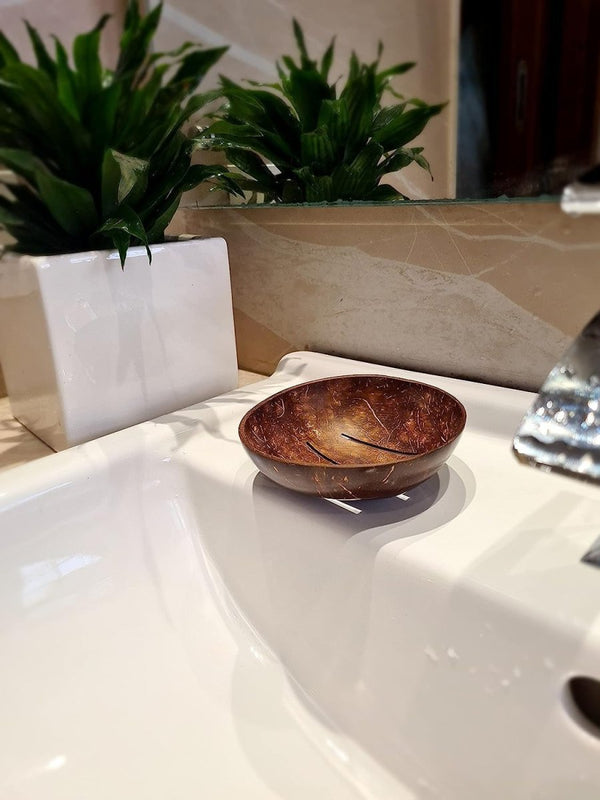 Buy Coconut Shell Soap Dish Round | Shop Verified Sustainable Bath Accessories on Brown Living™
