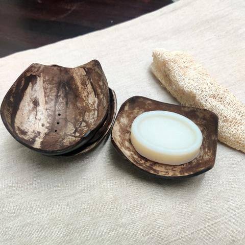 Buy Coconut Shell Soap Dish- Square | Shop Verified Sustainable Bath Accessories on Brown Living™