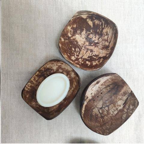 Buy Coconut Shell Soap Dish- Square | Shop Verified Sustainable Bath Accessories on Brown Living™