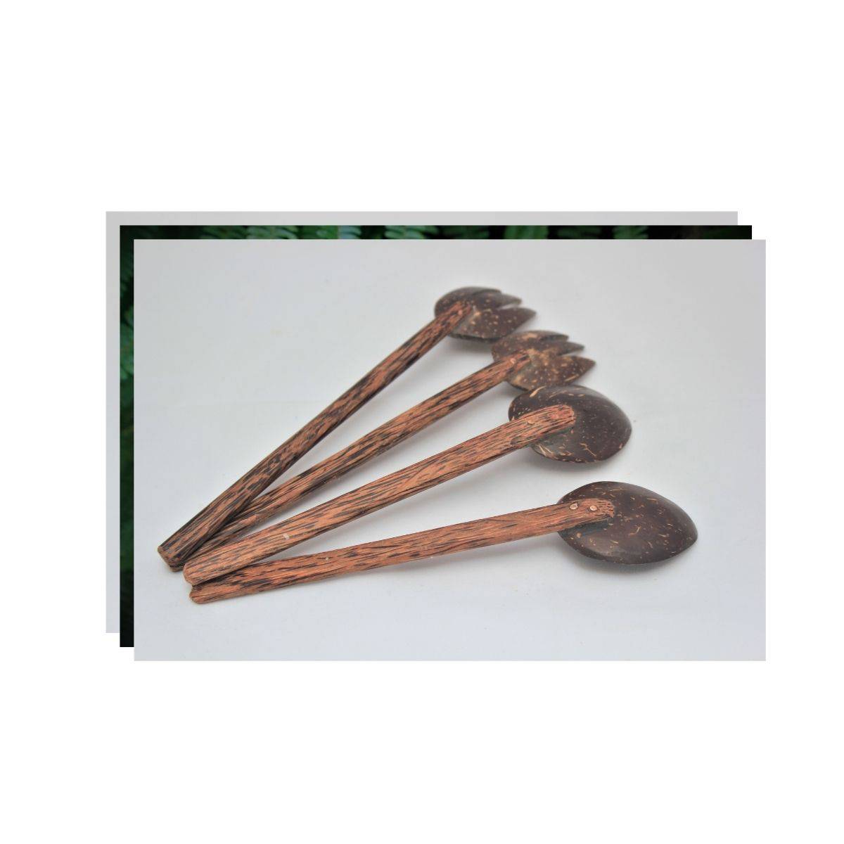 Coconut Shell Spoon & Fork - Set of 2 Natural & Handmade | Verified Sustainable by Brown Living™