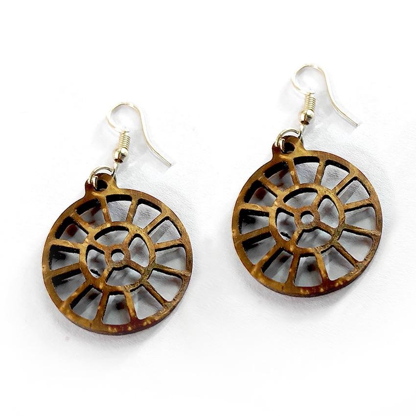 Coconut Shell Sri Mother Symbol Earring | Verified Sustainable by Brown Living™