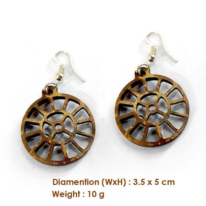 Coconut Shell Sri Mother Symbol Earring | Verified Sustainable by Brown Living™