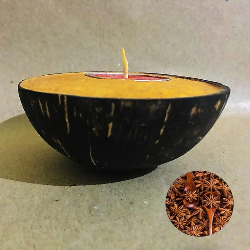 Buy Coconut Shell Terracotta Tealight Candle Holder-Spice | Shop Verified Sustainable Products on Brown Living