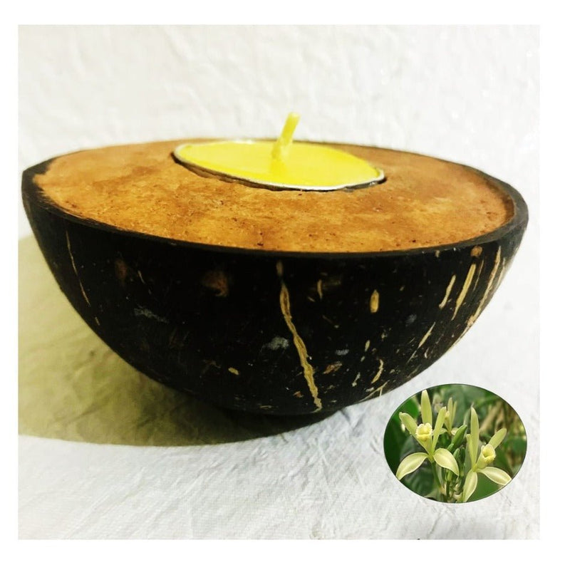 Buy Coconut Shell Terracotta Tealight Candle Holder-Vanilla | Shop Verified Sustainable Products on Brown Living
