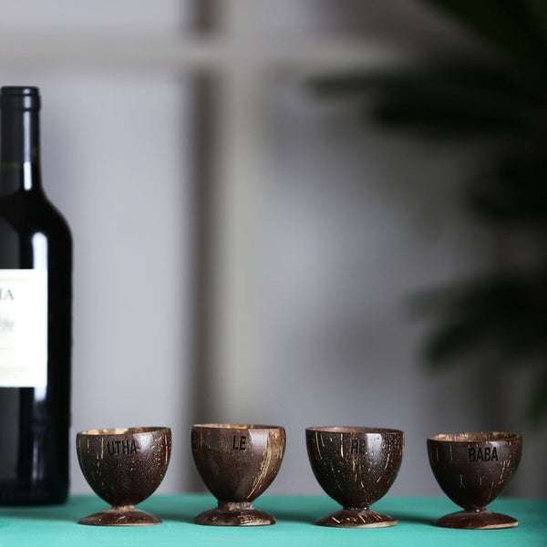 Buy Coconut Shot Glasses | Set of 4 | Handcrafted & Natural | Shop Verified Sustainable Bar Glassware on Brown Living™