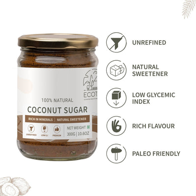 Coconut Sugar - 300g | Blossom Sugar | Natural Sweetener – Cooking & Baking Supplies on Brown Living™. SKU: ECOTYL00008. Img 3.
