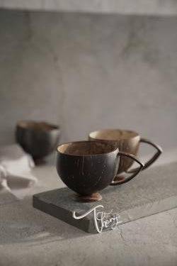 Coconut Teacup - Natural & Handmade 200 ml | Set of 2 – Cups & Saucers on Brown Living™. SKU: 173 - 07960 - THENGA13. Img 2.
