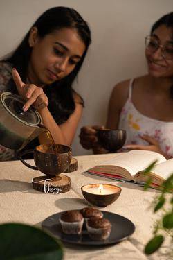 Coconut Teacup - Natural & Handmade 200 ml | Set of 2 – Cups & Saucers on Brown Living™. SKU: 173 - 07960 - THENGA13. Img 3.