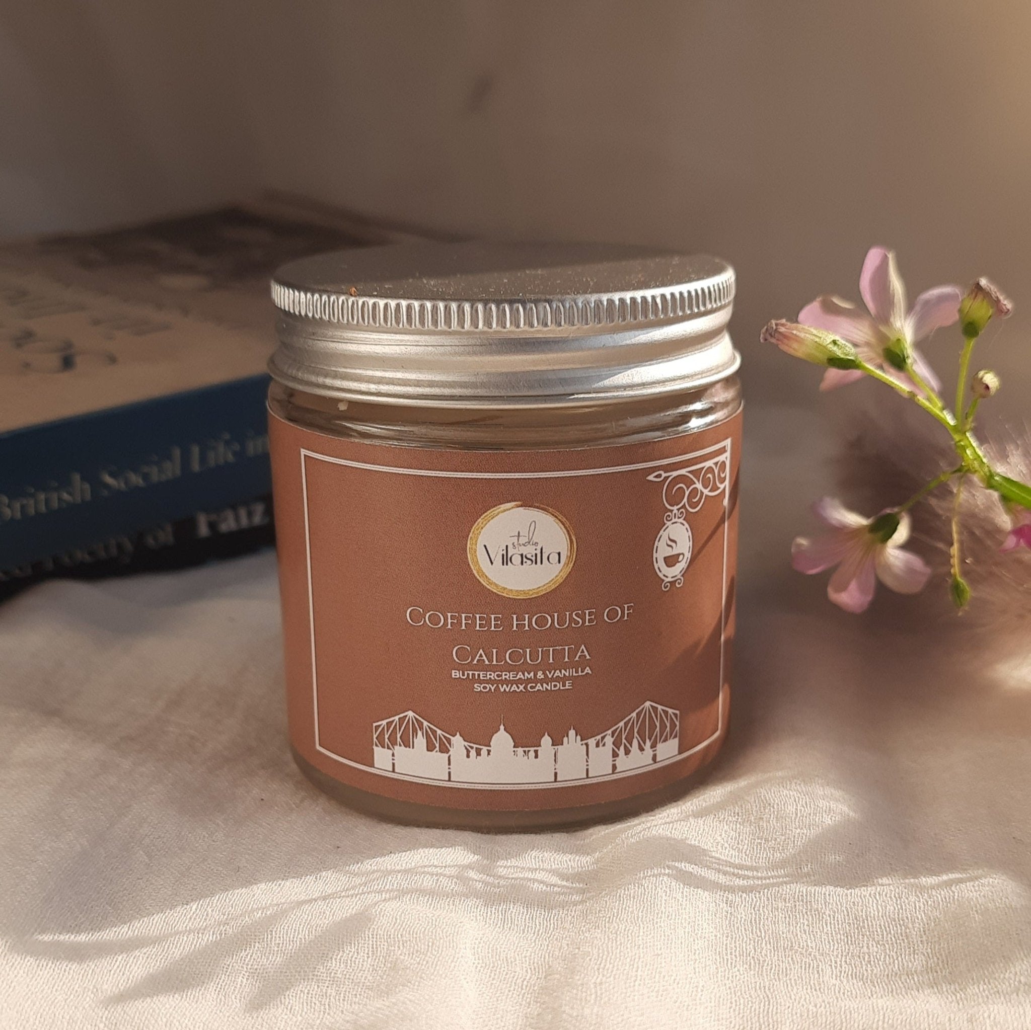 Coffee House in Calcutta - Butter Cream & Vanilla Soy wax Candle | Verified Sustainable by Brown Living™