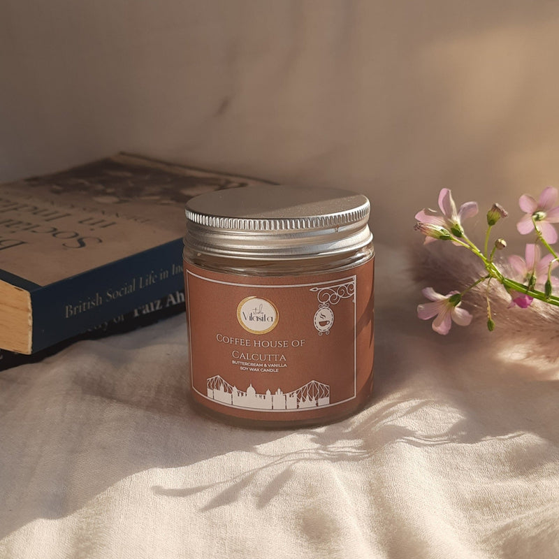 "Coffee House in Calcutta" - Butter Cream & Vanilla Soy wax Candle | Verified Sustainable Candles & Fragrances on Brown Living™