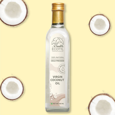Cold - Pressed Virgin Coconut Cooking Oil - 500ml | Kachi Ghani – Cooking Oils on Brown Living™. SKU: EOICO0GB500. Img 1.