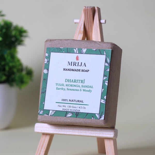 Buy Coldprocess Handmade Soap Dharitri- Tulsi, Moringa & Sandal Soap | 130 gms | Shop Verified Sustainable Body Soap on Brown Living™