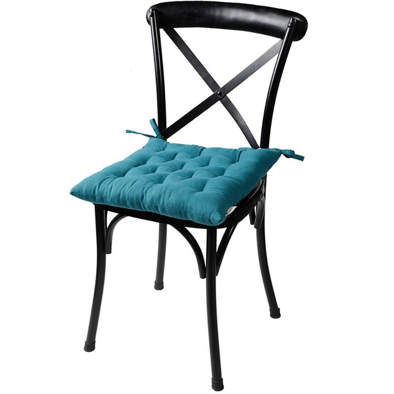 Buy Colour Blocking Cotton Chair Pad (Teal) | Shop Verified Sustainable Pillow on Brown Living™