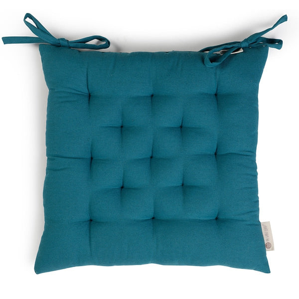 Buy Colour Blocking Cotton Chair Pad (Teal) | Shop Verified Sustainable Pillow on Brown Living™