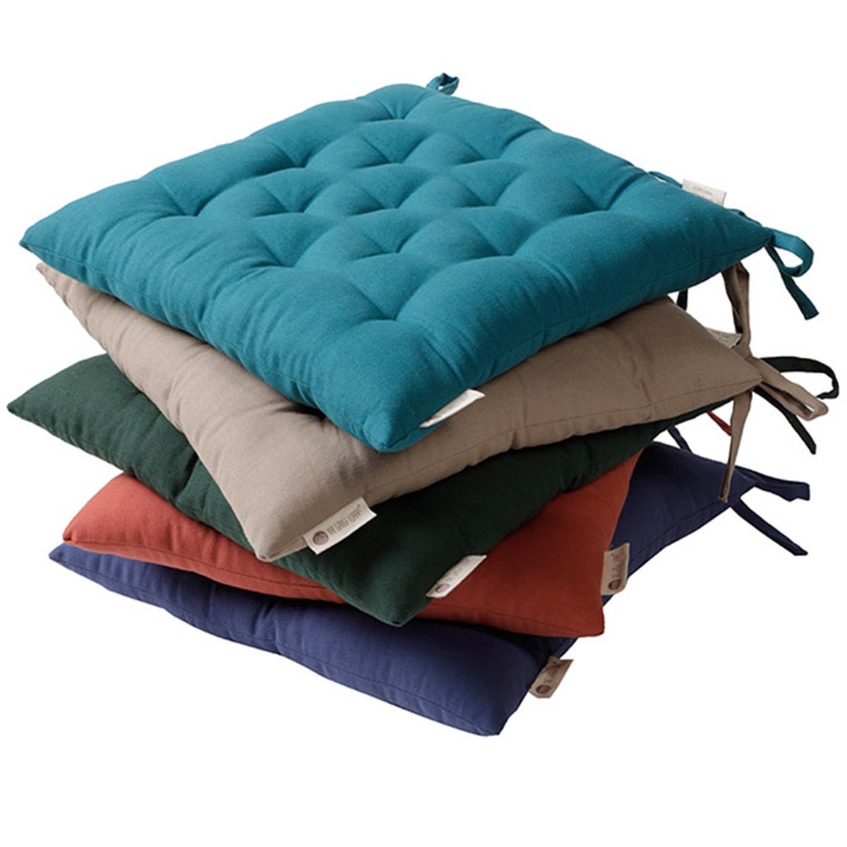 Colour Blocking Cotton Chair Pad (Teal) | Verified Sustainable by Brown Living™