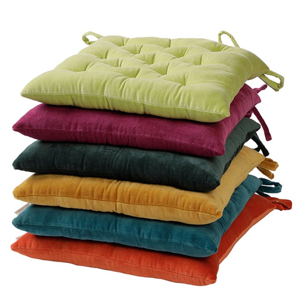 Colour Blocking Velvet Chair Pad (Green) | Verified Sustainable by Brown Living™