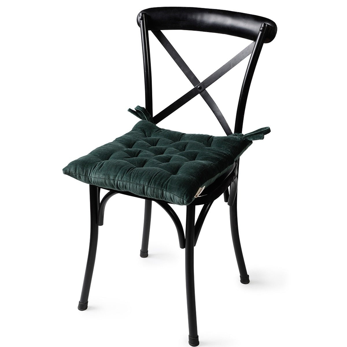 Colour Blocking Velvet Chair Pad (Green) | Verified Sustainable by Brown Living™