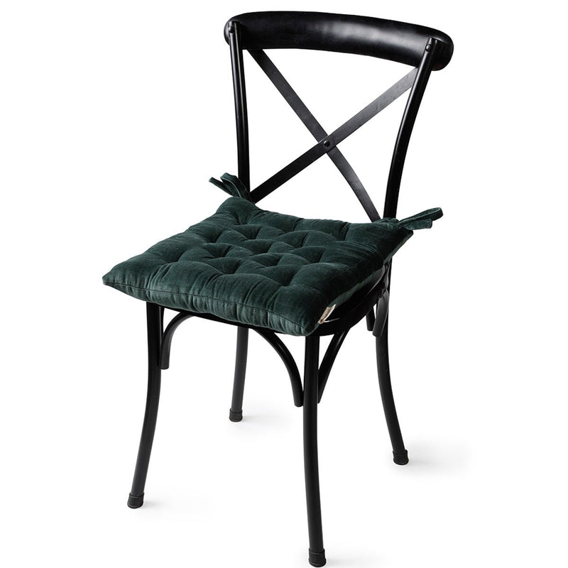 Buy Colour Blocking Velvet Chair Pad (Green) | Shop Verified Sustainable Products on Brown Living